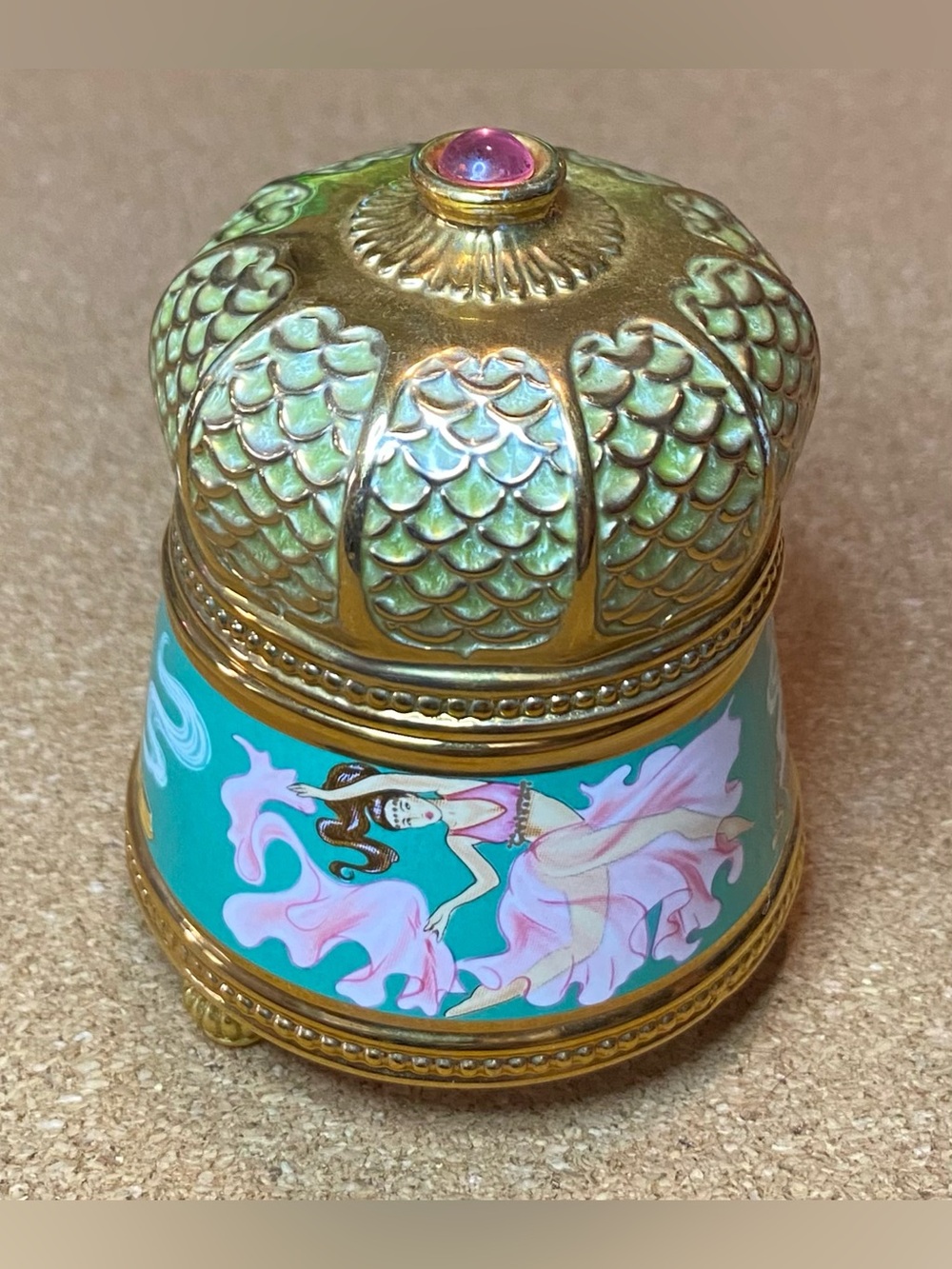 Franklin Mint Faberge Imperial Scheherezade Porcelain Trinket Music Box Vintage